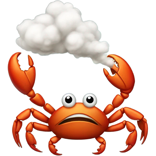 Crab blowing smoke cloud emoji