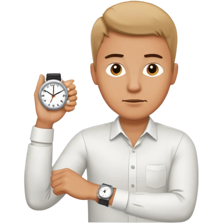 bored man pointing at his watch on his wrist emoji
