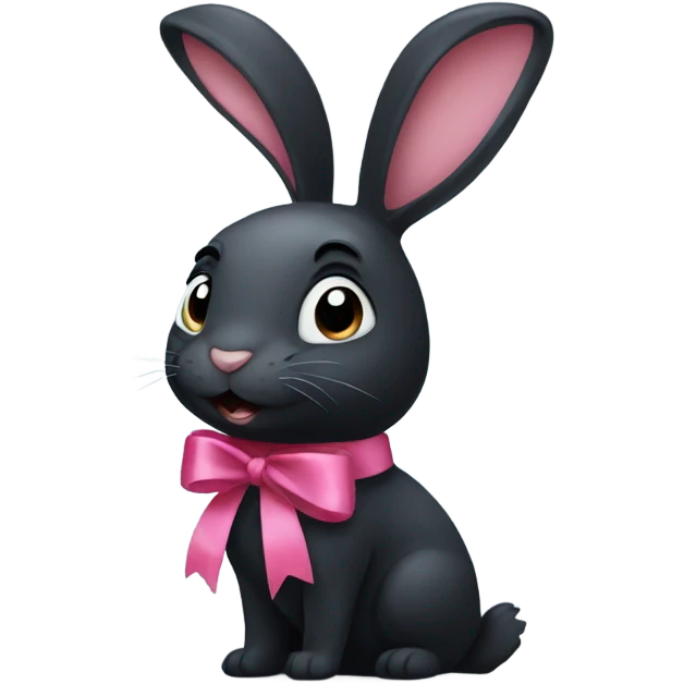 black bunny with ribbo emoji