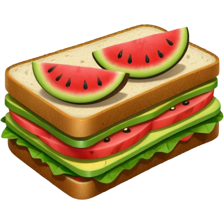 Sandwich with watermelon, wood and avocado emoji