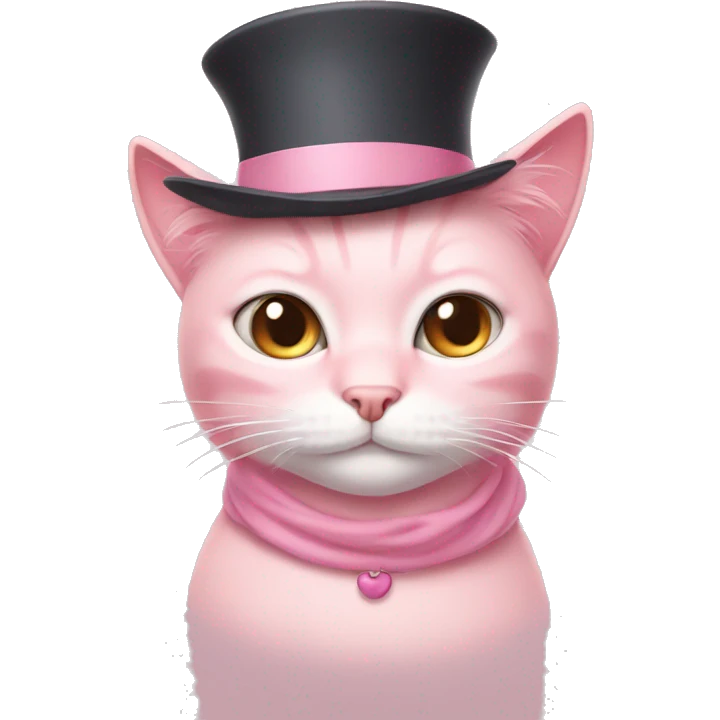Soft pink cat in hat emoji
