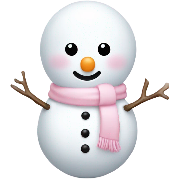 Cute white and light pink snowman emoji
