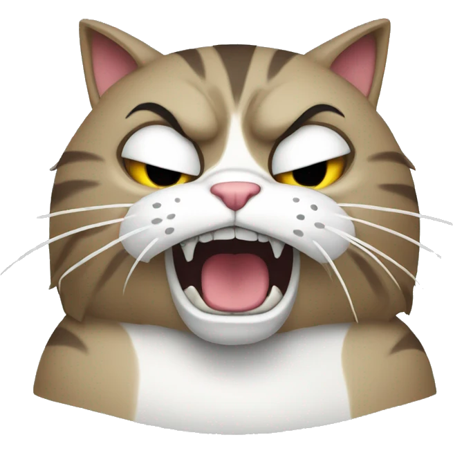 Angry cat with computer emoji