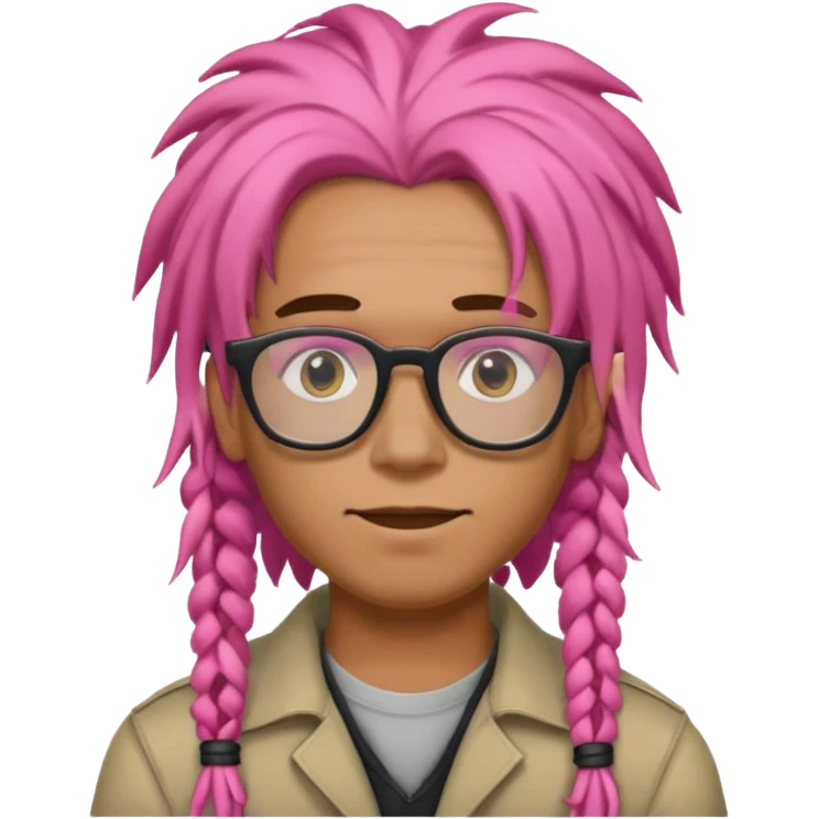pink dreadlock guy with rectangle glassess emoji