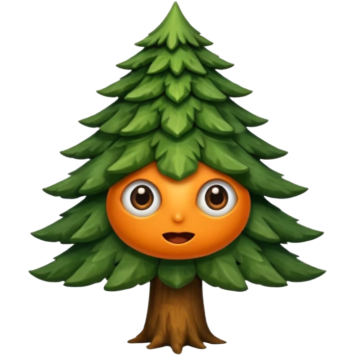 sapin avec deux gros yeux orange, pas de bouche emoji