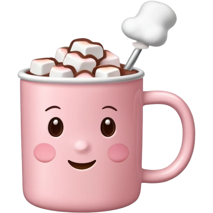 light pink mug with hot chocolate and marshmallows no face emoji