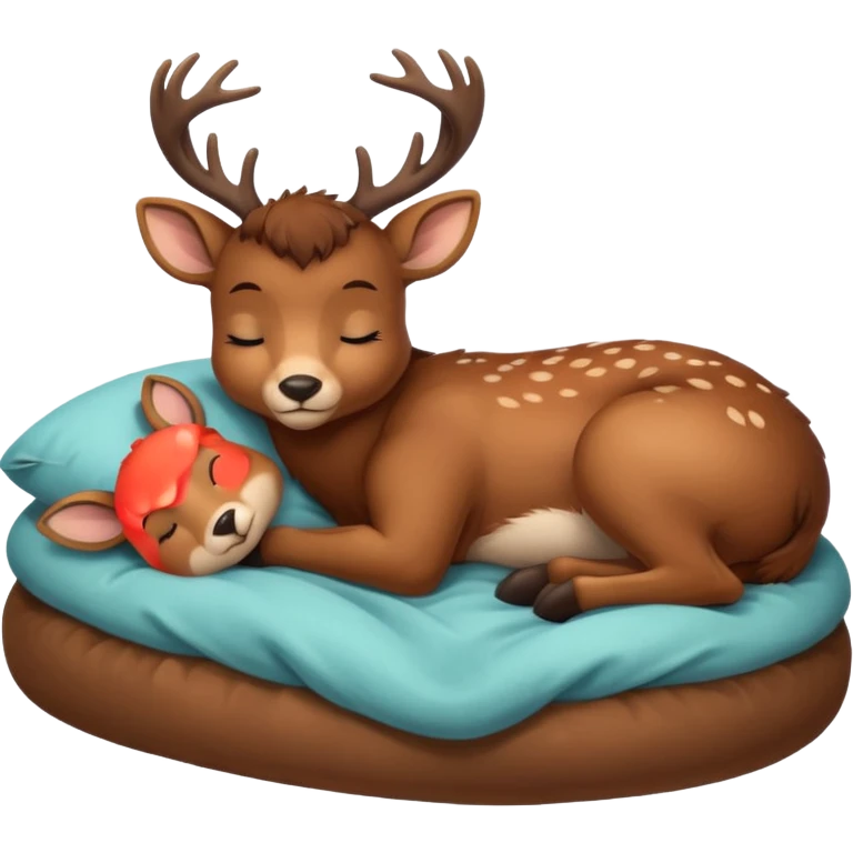 Cute deer sleeping in bed emoji