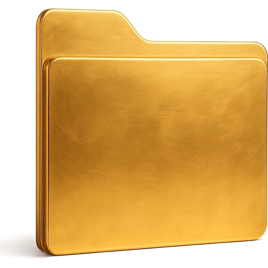 Recreate the blank, mostly featureless back page of the ornate folder, matching the style, color, and texture of the ornate folder with gold filigree. No decorations, no spine, no embellishments—just the plain back layer. Transparent background. emoji