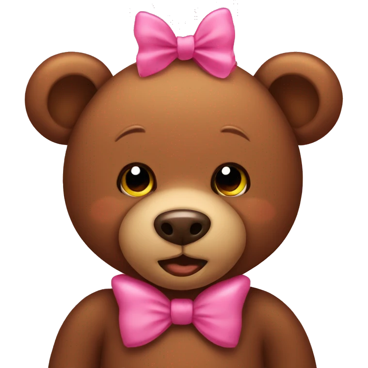 Brown teddy bear with pink bows in his ears  emoji