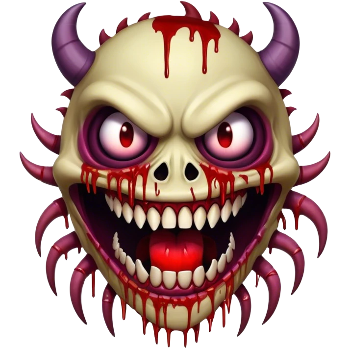 Scary exe sewerslvt monster scp with long teeth blood face glitch eyes glitch mouth  emoji