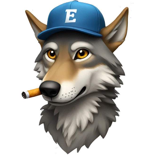 Wolf wearing a cap and smoking a cigarette  emoji