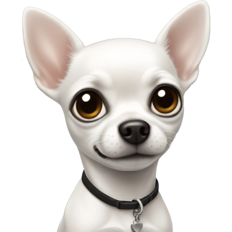 tiny white chihuahua with black ears emoji