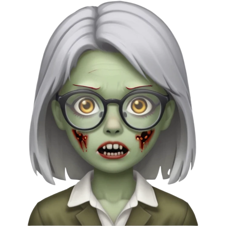 zombie with glasses gray girl emoji