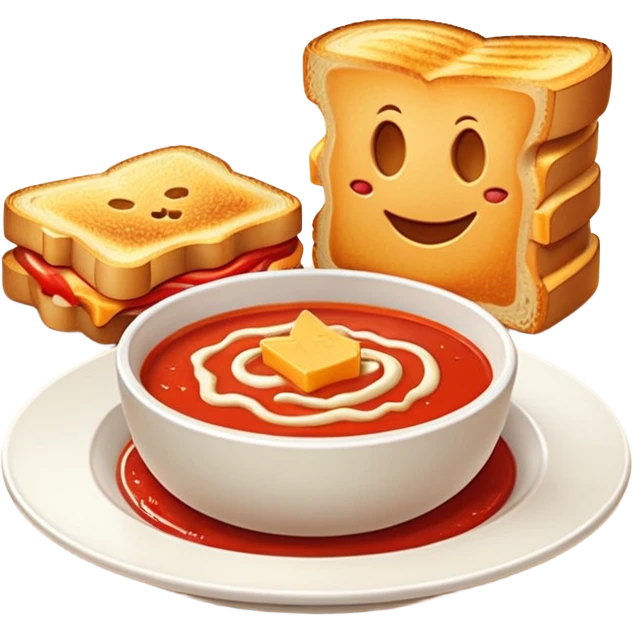tomato soup with sliced grilled cheese on the side emoji