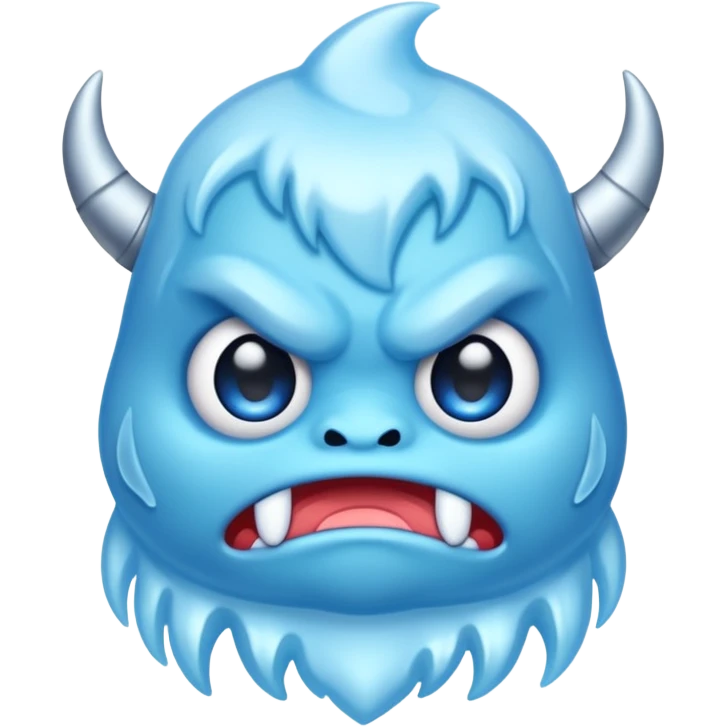 a cute grumpy chibi monster made of ice emoji