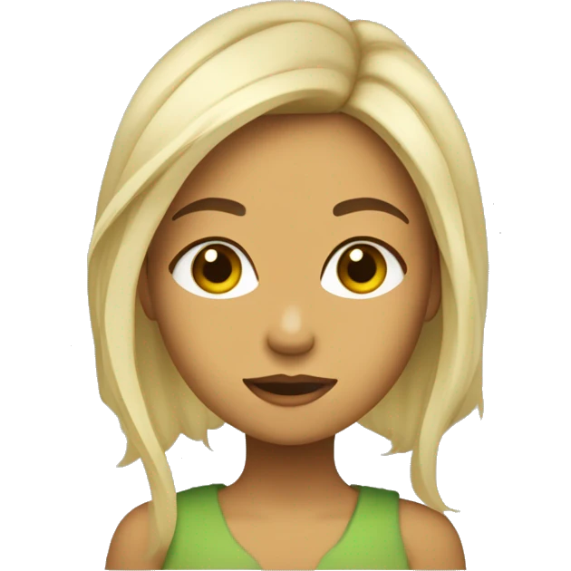 criança menina olho verde cabelo comprido cacheado amarelo pele bege meio claro emoji
