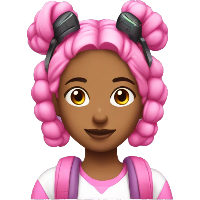Girly video gamer with pink space buns emoji