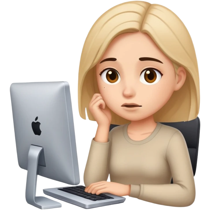 busy tired girl with computer  emoji
