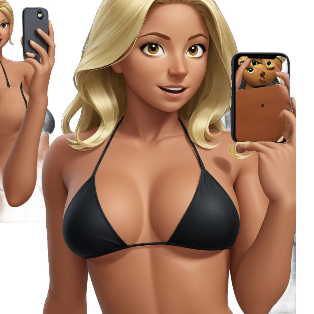 blonde girl in black bikini emoji