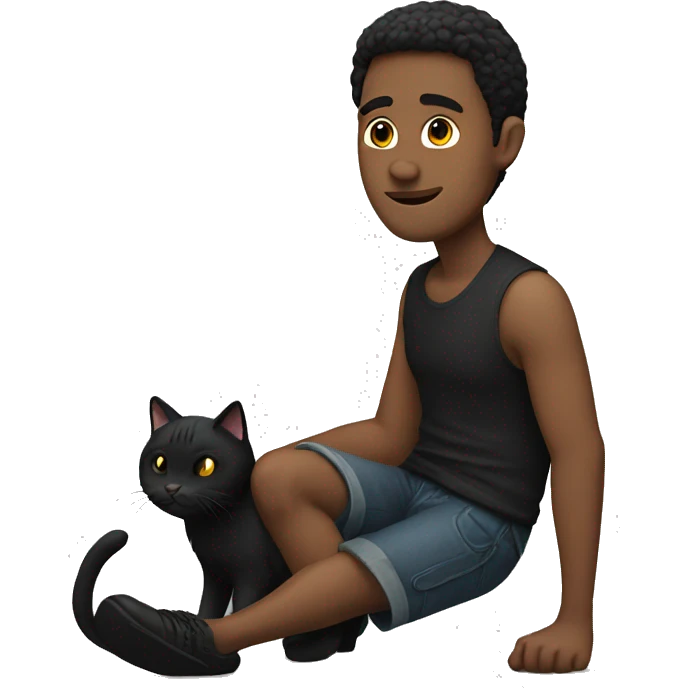 men with black cat in his knee emoji