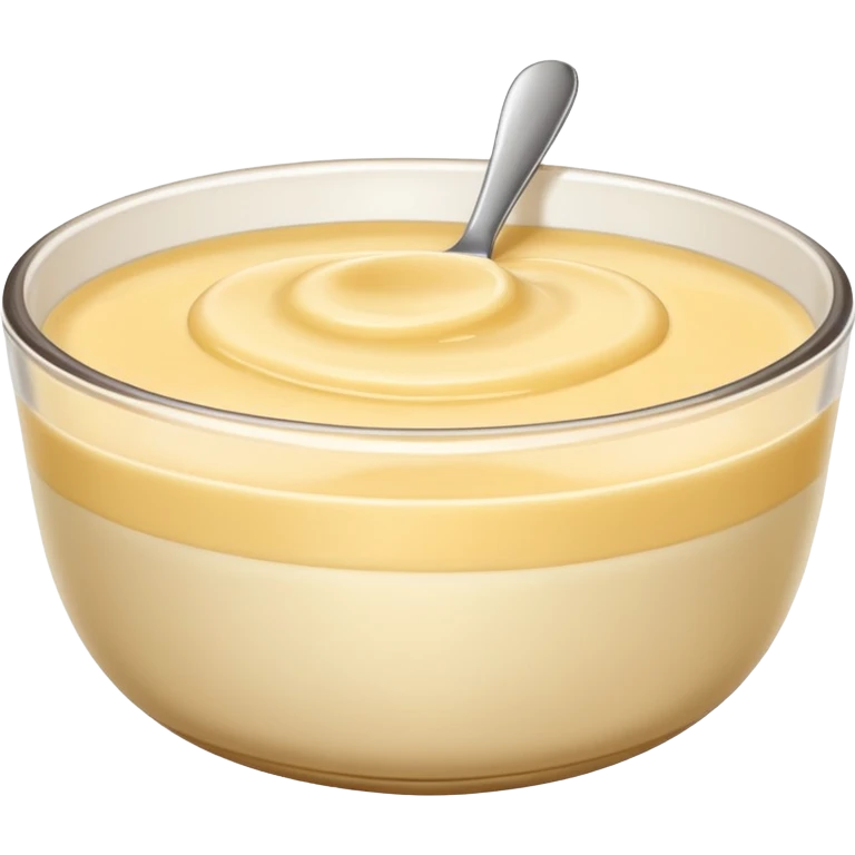 a bowl of vanilla pudding, smooth texture, light color, minimal background emoji