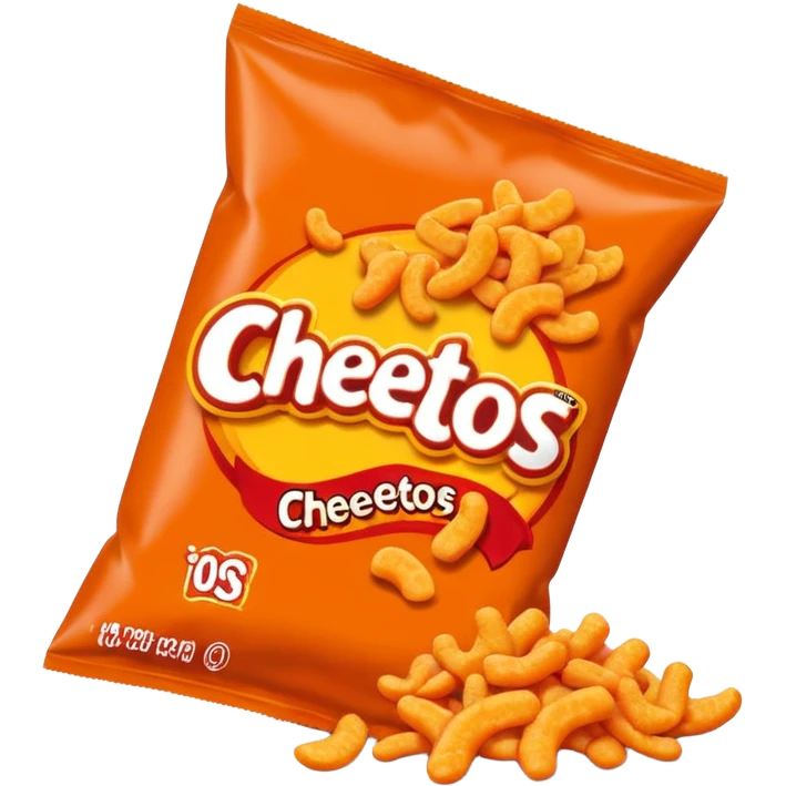 Draw a pack of Cheatos with bright orange-red packaging & crunchy snacks spilling out. emoji