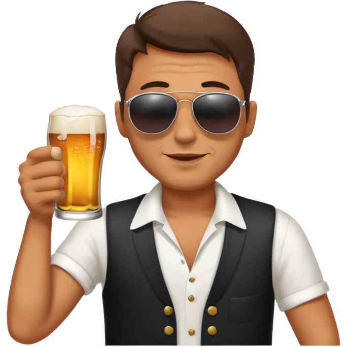 drunk man with a glass of beer emoji