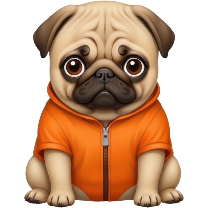 Pug in prison with orange jumpsuit emoji