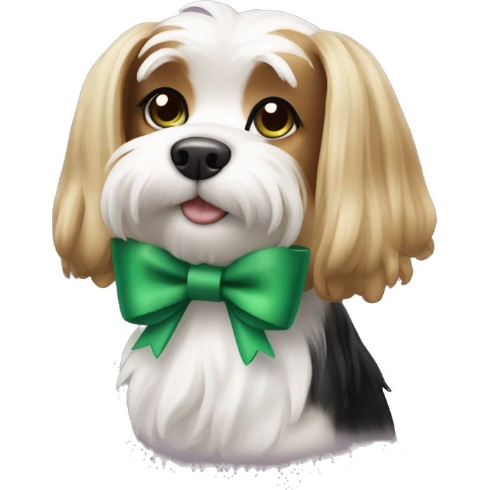 Biewer dog with green bow emoji