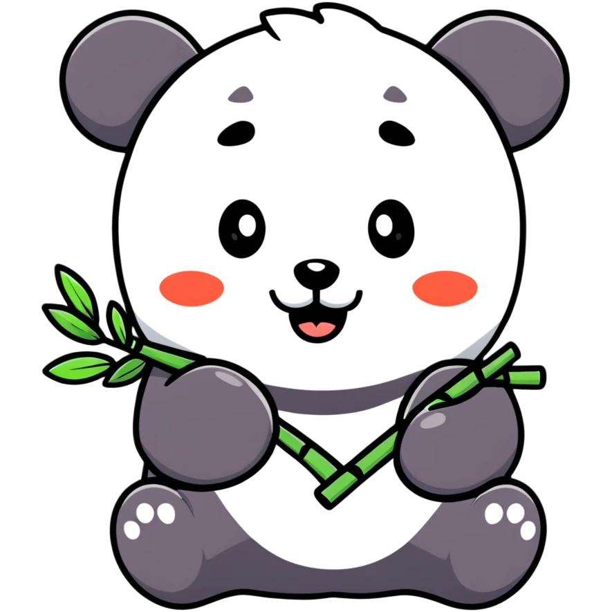 happy panda with bamboo emoji