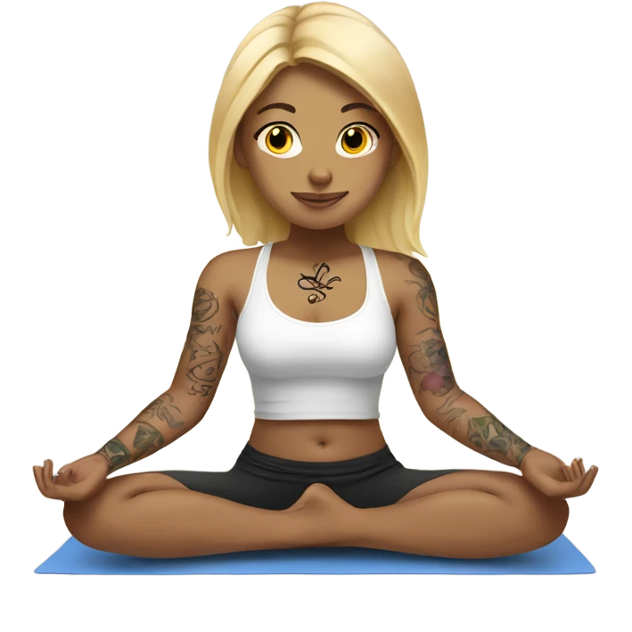  Blonde girl with tattoos doing yoga emoji