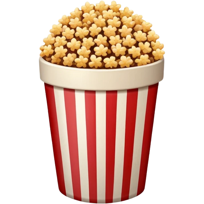 brown popcorn in a paper jar with red and white vertical lines emoji