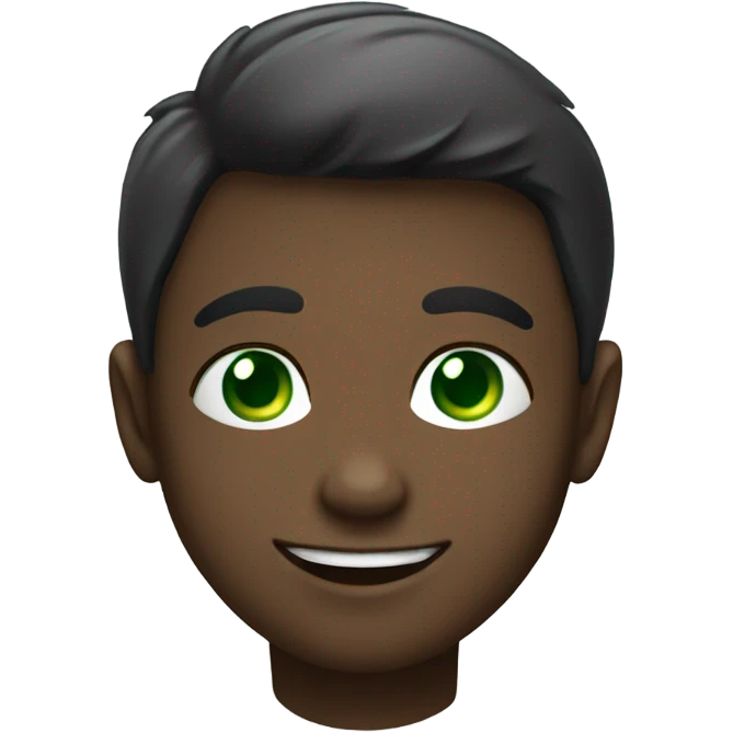 happy boy looking at viewer with green eyes  emoji