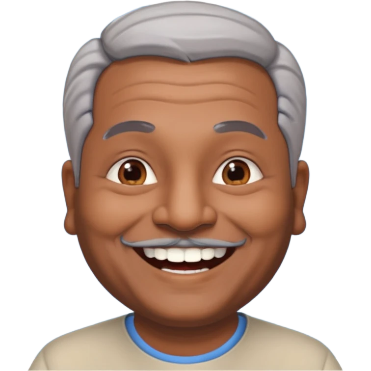 50 yr old indian man, dark skin, grey hair, big smile, white teeth, chubby, no moustach emoji