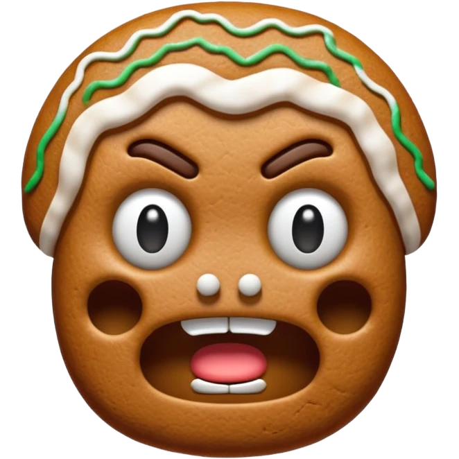 angry gingerbread man head plain emoji
