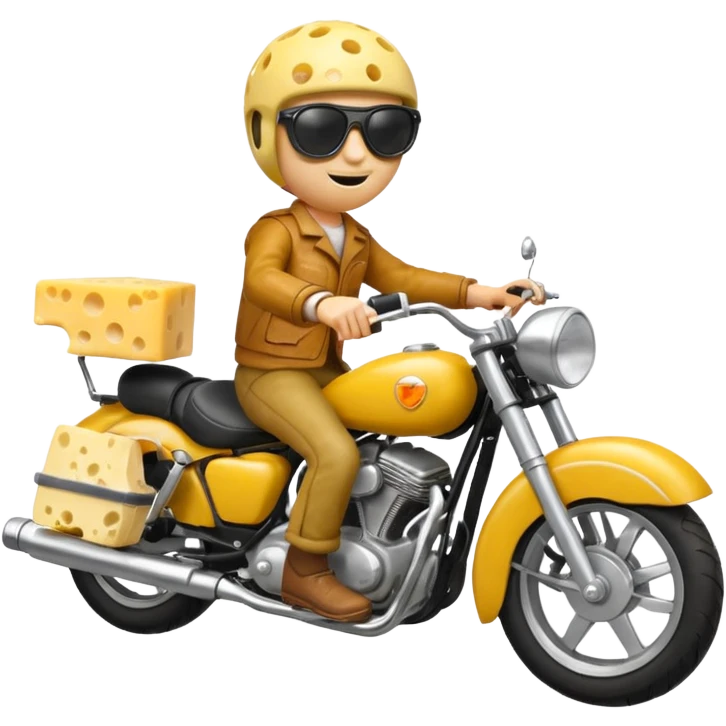 Cheese riding a motorcycle with sunglasses emoji