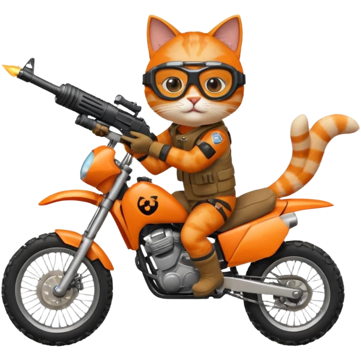 Cat on a dirt bike shooting a gun in the air emoji