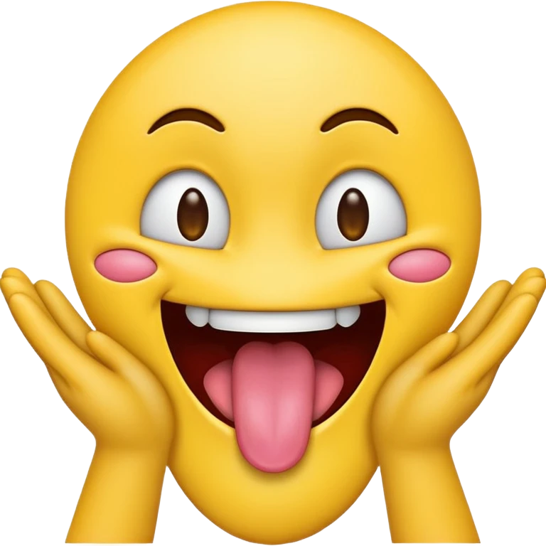 Emoji sticking out tongue with hands going outwards￼ emoji