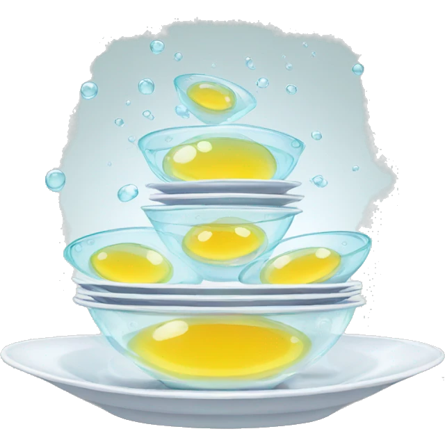clean stack of dishes with bubbles emoji