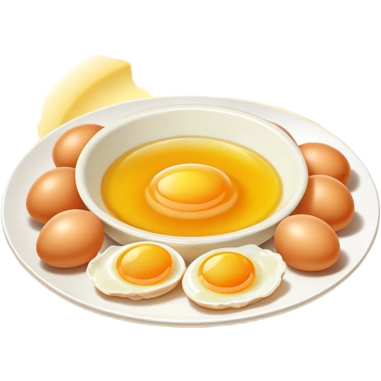 Chicken, cod liver oil, and egg yolks surrounded by a gentle golden radiance symbolizing vitamin A. The foods float in a pleasant arrangement with a subtle glow showing their nutritional benefits. emoji