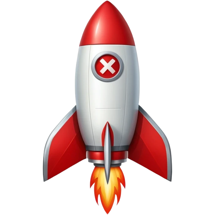 rocket emoji with a bold X cross in the middle emoji