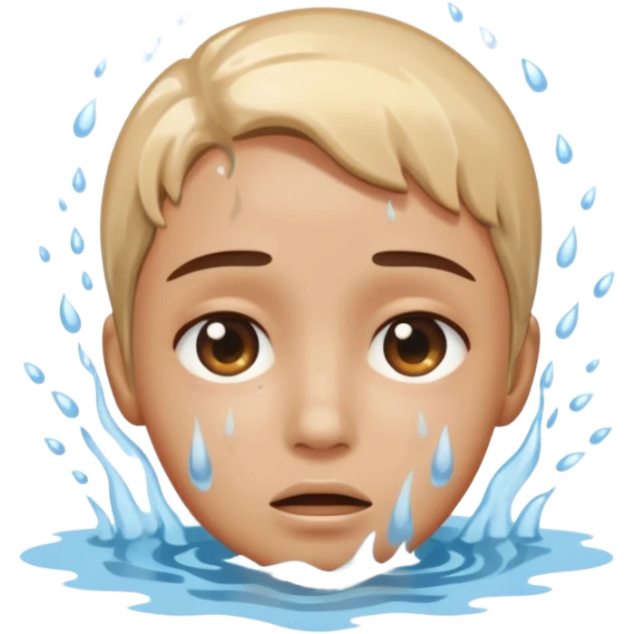Tête qui se noit dans l’eau avec l’eau qui monte jusqu’à la moitié du visage  emoji