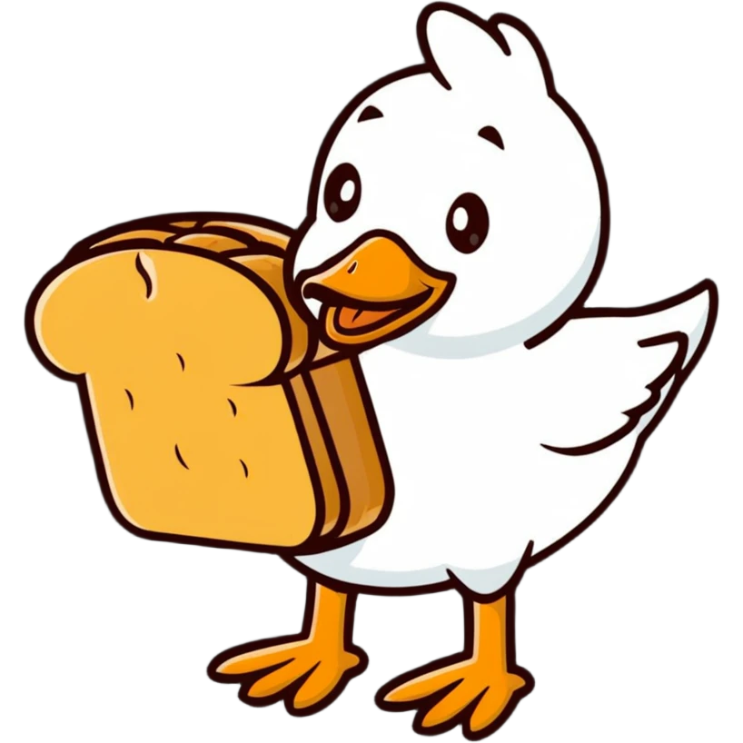 duck made of gluten emerging from bread loaf emoji