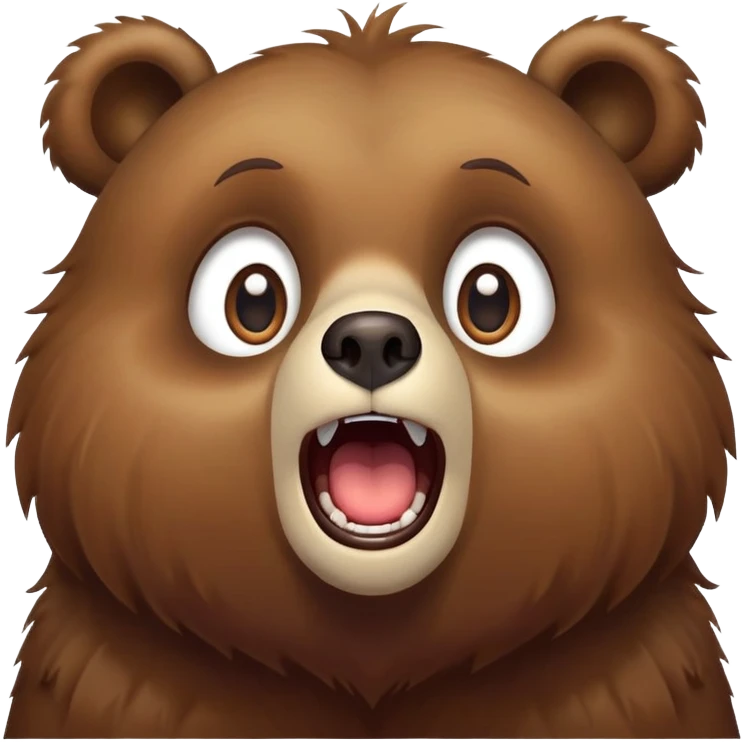 Excited bear with surprised expression, wide eyes, and mouth open in amazement emoji