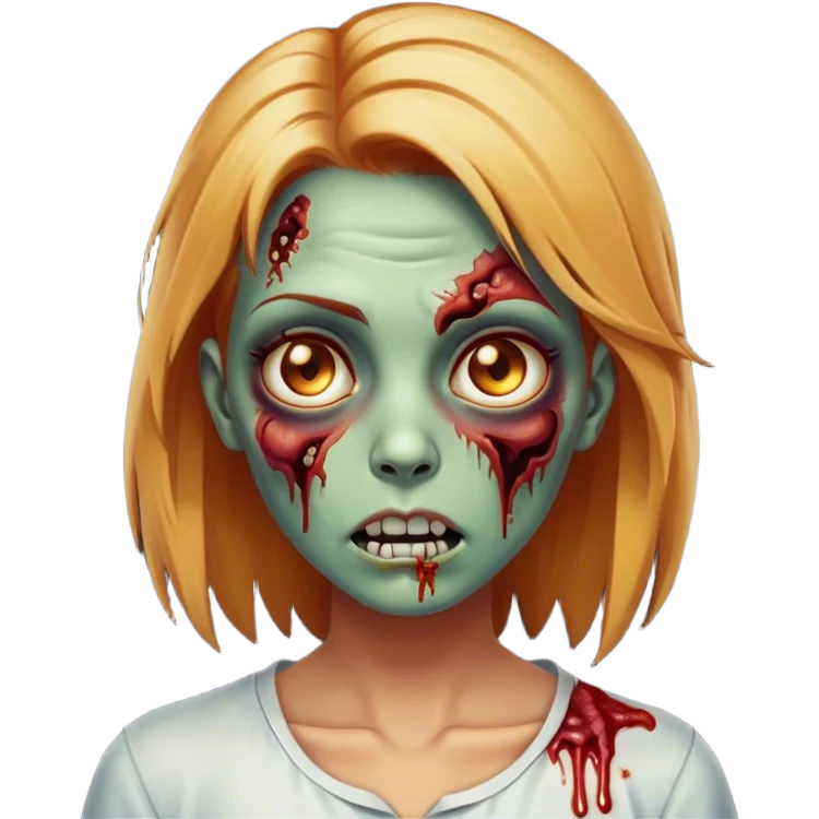Mulher zumbi de cabelo cor de mel liso emoji