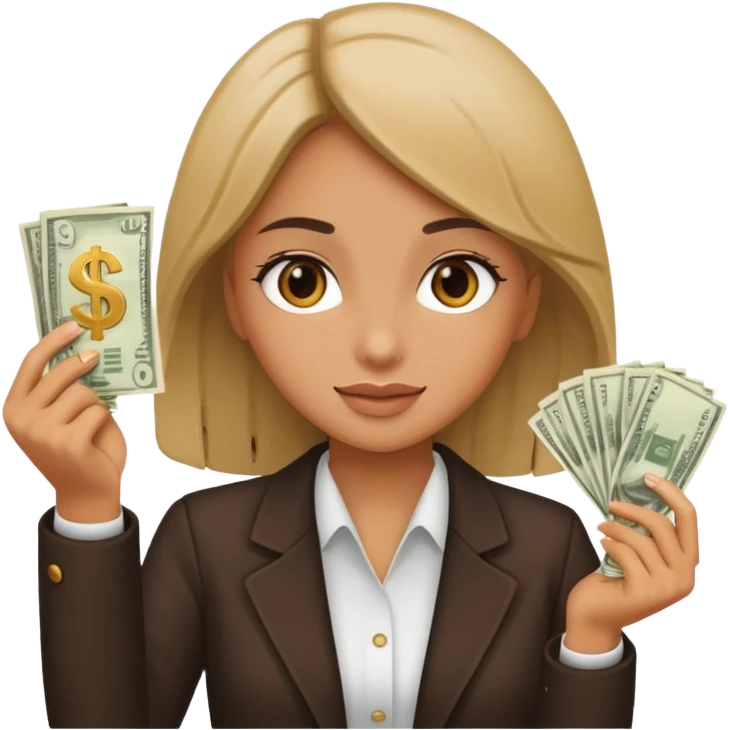 girl holding up money emoji
