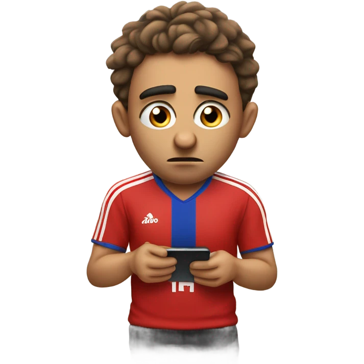 sad soccer fan looking at his phone and watching his bets lose emoji