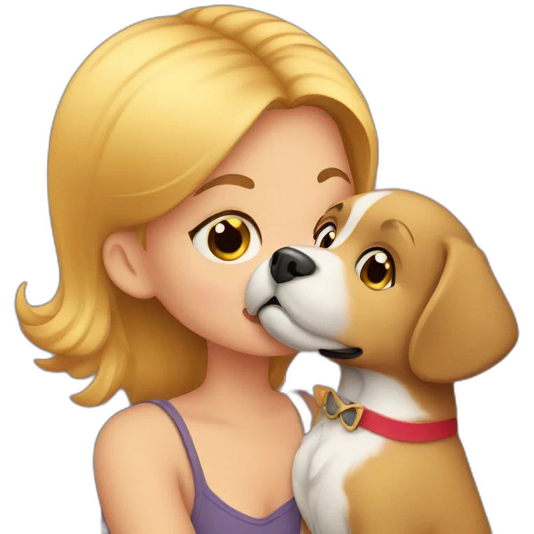 Girl kissing a puppy emoji