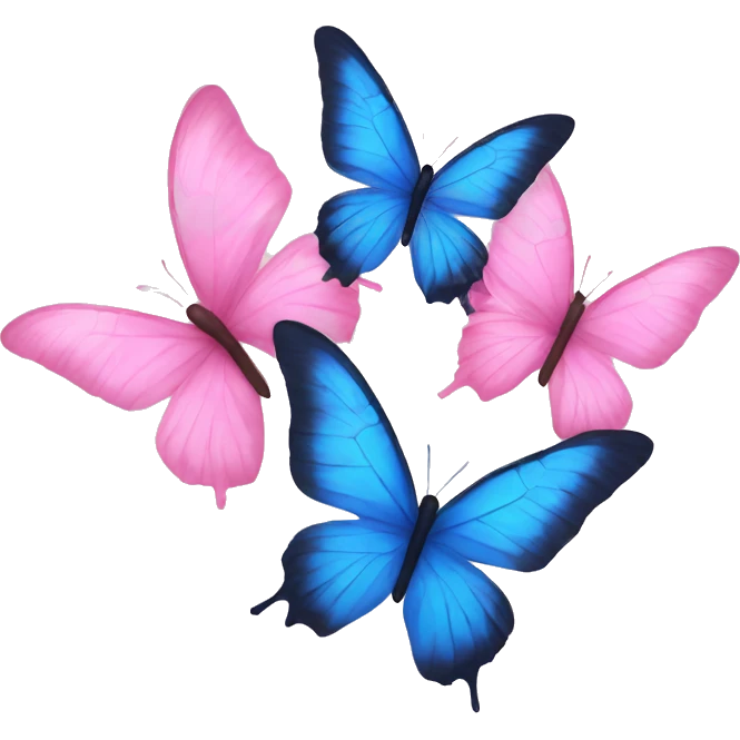 pink and blue butterflies emoji