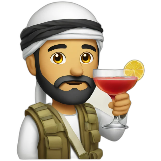 arab militant drinking cocktail emoji